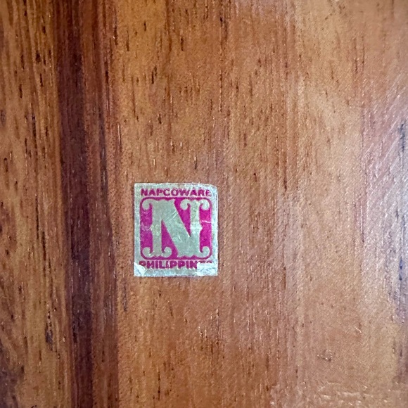 Vintage MCM Napco Monkeypod wood bowl/tray w Mother of Pearl bowl compartment - Picture 6 of 6